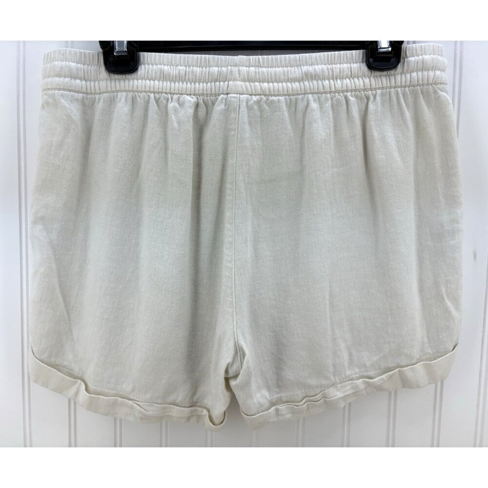 Old Navy Linen Blend Cuffed Women’s Shorts Pockets Draw String Medium M Beige - Picture 2 of 3